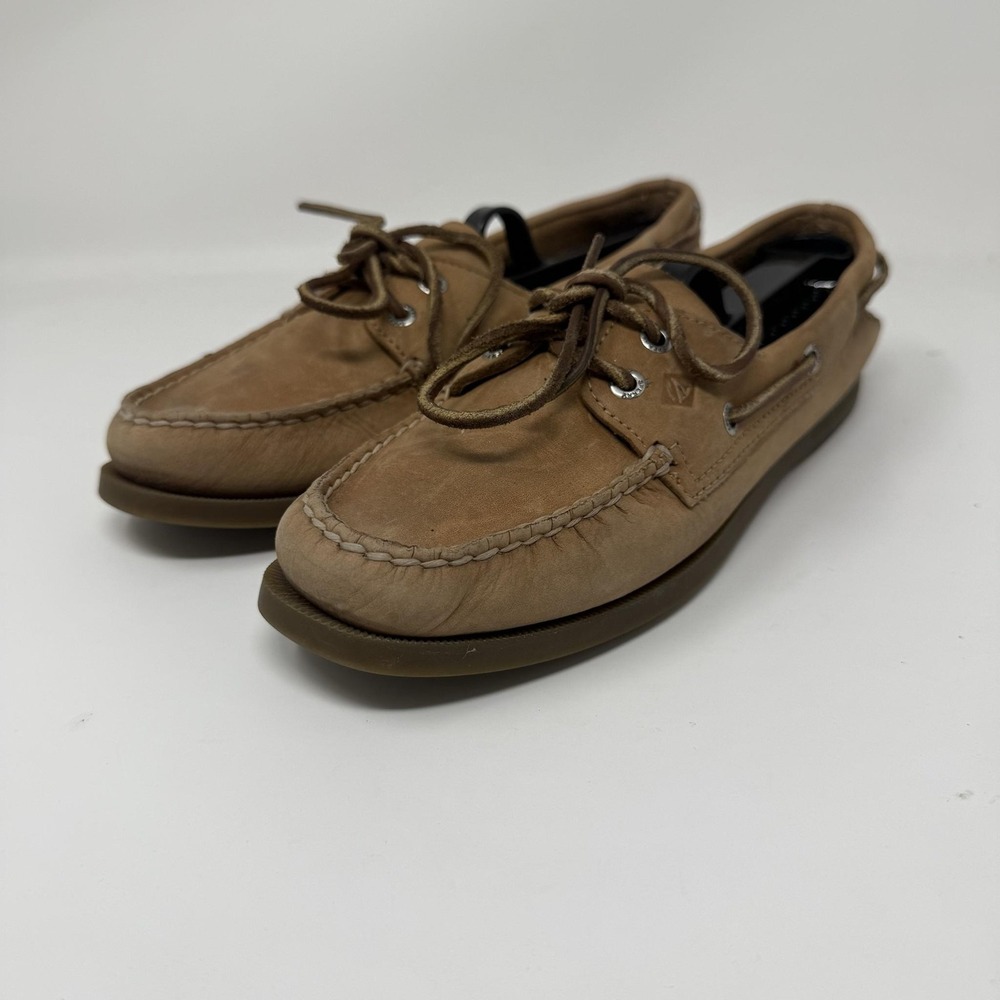 Sperry Top-Sider Boat Shoes Womens Size 8 Brown Leather Lace Up Deck Flats